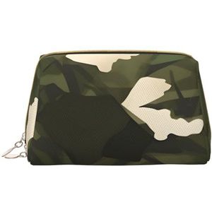 Army Camouflage draagbare cosmetische tas, reistas, uniseks, ritssluiting, geschikt voor dagelijks gebruik, Wit, Eén maat