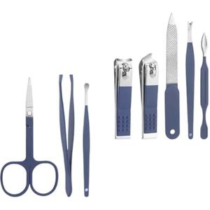 Nagelknipper en beautytool, draagbare set, martensitic roestvrijstalen manicureset 8-in-1, met kleurrijke leren tas (groen, 8 stuks)