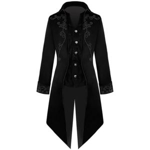 yeeplant Retro Gothic Steampunk heren jas jas vintage geklede jas vakantie party kostuum kleding voor Halloween, Zwart, XXL