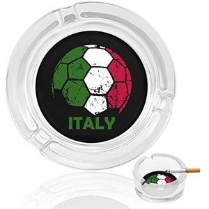 Italiaanse Vlag Voetbal Voetbal Glas Asbak Indoor Outdoor Wasbare Eenvoudige Ronde Asbakken Gift Voor Mannen