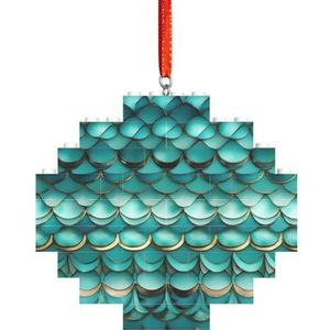 Zeemeermin Teal Fish Scale Spannende Diamant Bouwsteen Puzzel-Engaging,Stress-Verlichtende Fun Puzzel