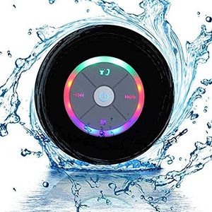 JUSTOP Rainbow LED Bluetooth Douche Luidspreker met FM-radio, IP67 Draagbare Volledig Waterdicht, Handsfree Speakerphone. Oplaadbaar met Micro USB, perfecte luidspreker voor golf, strand, douche en