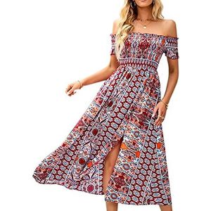 One Piece Off Shoulder One Piece High Waist Viscose Off Shoulder Slit Long One Piece (L)