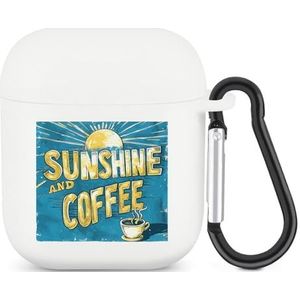 Sunshine And Coffee Leuke Case voor AirPods 2&1 Schokbestendige Beschermende Hoofdtelefoon Gevallen Cover Met Sleutelhanger Voor Mannen Vrouwen