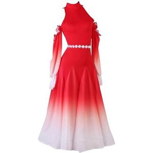 FZHQNZJF Standaard Balzaaljurken voor Dames Professionele Wals Dans Wedstrijdrok Tango Foxtrot Danskleding Vlamencokostuums met Open Rug Optredens Kostuums,B,L