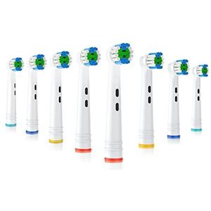 BUKURII Vervangende tandenborstelkoppen compatibel met orale B elektrische tandenborstels, 8 stuks, kleine ronde kop voor Pro-serie, navullingen voor Braun Model 3756 3757 3744 3765 4729 4731