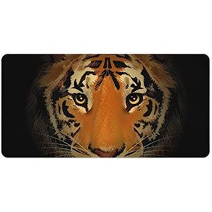 Tijgerkop in donkere mode bureau muismat antislip gaming muismat accessoires decor 30x60cm