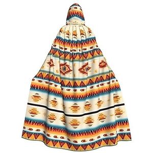 Bxzpzplj Unisex Volledige lengte Hooded Mantel Volwassen Cape Carnaval Party Cosplay Kostuum Mantel 185cm Indiaanse Print