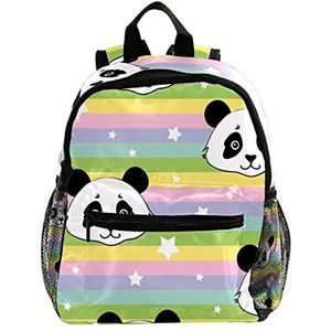 Leuke Mode Mini Rugzak Pack Tas Kleurrijke Regenboog Strepen Panda Stars, Meerkleurig, 25.4x10x30 CM/10x4x12 in, Rugzak Rugzakken