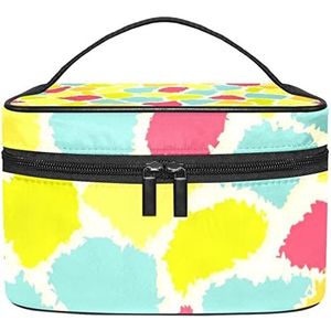 Draagbare Make-up Tas Reizen Cosmetische Tassen Voor Vrouwen Meisjes Rits Pouch Case Organizer Kleurrijke Geel Blauw Groen Roze Verf Doodle, Meerkleurig, 22.5x15x13.8cm/8.9x5.9x5.4in