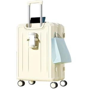 Koffer Multifunctionele trolleykoffer 20-inch bagage Dames Lichtgewicht trolleykoffer Student-wachtwoorddoos (Color : Fashion white, Size : 24inch)