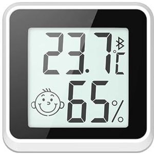 Bluetooth-compatibele Thermometer Mini LCD Digitaal Display Smart HomeTemperatuur-vochtigheidssensor Hygrometer Weerstation Nauwkeurige Monitor(With Bluetooth Black)