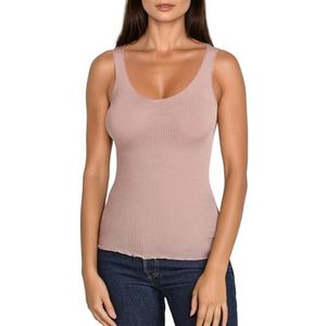 Tanktop met brede bandjes van wol en zijde. EGI, Poeder Roze, S/M