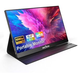 InnoView Draagbare monitor, 15,8 inch FHD 1080P USB C HDMI tweede externe monitor voor laptop, desktop, MacBook, telefoons, tablet, PS5/4, Xbox, Switch, ingebouwde luidspreker met beschermhoes (JP)