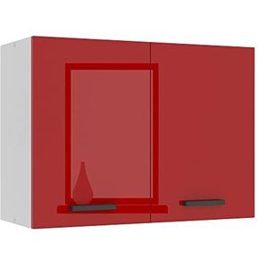 Belini Hangkast keuken, keukenkast SG. Breedte 80 cm. Bovenkast met 2 deuren, hangende keukenkasten, wandkast hangend, rood hoogglans