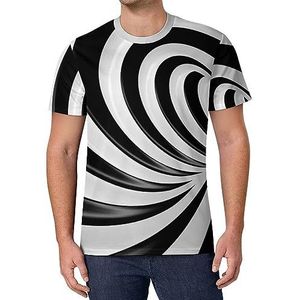 Psychedelische zwart-witte swirl heren T-shirt met korte mouwen casual ronde hals T-shirt mode zomer tops