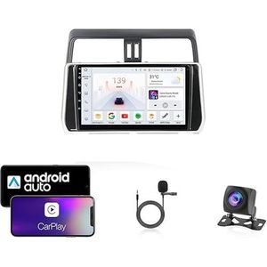 9 Inch Autoradio Compatibel voor Toyota Land Cruiser Prado 150 2017-2018 met GPS Navigatie CarPlay Android Auto Acht-Core 4G Bluetooth WiFi MirrorLink Stuurwiel Afstandsbediening(T6 8 Core 4G+Wifi 8G+