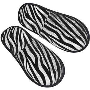 BONDIJ Zebra Print Slippers Zachte Pluche Huis Slippers Warme Slip-on Slides Gezellige Indoor Outdoor Slippers voor Vrouwen, Zwart, one size
