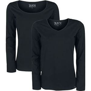 Black Premium by EMP Black Long-Sleeve Tops with V-Neckline and Crew Neckline Shirt met lange mouwen zwart XL