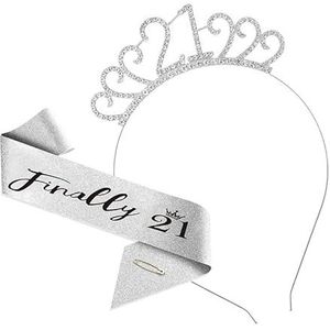 3-delige kroon haarband hoofddeksel, prinses kroon hoofdband for vrouwen, meisjes, bruiden, bruiloft, schoolbal, verjaardagsfeestje (Color : Age 21-Style 4_3Pcs)