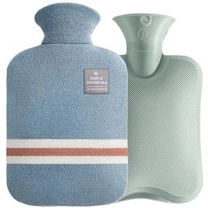 Warmwaterkruik 1000/2000 ml warmwaterflessen zak watervullende warmwaterzak voor vrouwelijke warme buik handen en voeten houden hand warmer warm waterzak warm water zak (blauw 1000 ml)