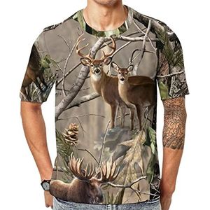 Camo herten camouflage jacht heren korte mouw grafisch T-shirt ronde hals print casual tee tops 4XL