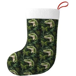 MGGAklp Dinosaurus Palmblad Print Kerst Kousen Snoep Zakken Voor Familie Vakantie Party Kerstboom