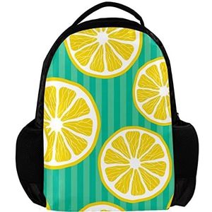 Fruit Lemon Stripe Gepersonaliseerde Rugzak voor vrouwen en man School reizen werk Rugzak, Meerkleurig, 27.5x13x40cm, Rugzak Rugzakken