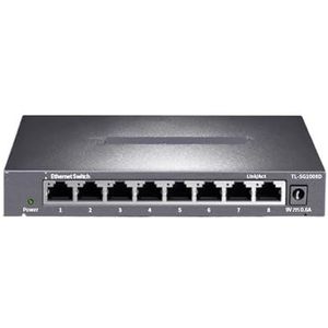 SOEWGAIJI 8-poorts Gigabit Ethernet-switch 1000 Mbps RJ45 netwerkhub plug and play internet splitter TL-SG1008D (kleur: EU-adapter)