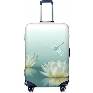 DEHIWI Libelle met waterlelie bagagehoes reizen stofdichte kofferhoes ritssluiting kofferbeschermer geschikt voor bagage van 18-32 inch, Zwart, XL