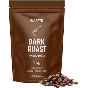 Incapto Koffiebonen Donker Gebrand | Met veel cafeïne | Single Origin Oeganda | Espresso 100% Robusta | Zeer sterke en volle koffiebonen | Koffieplantage Bujanga, Victoria Lake, 1kg