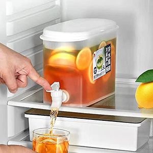 Drankdispenser met schenkkraantje, slanke container voor in de koelkast, limonadekan, waterkan met kraan, sapdispenser, drankdispenser, citroensapkan, 3,5 l, 33 x 21,5 x 7 cm (111)