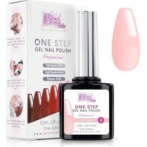 Semi-Permanente UV/Led Nagellak One Step 12 ml - Zacht Nude - Onmiddellijk Glanzende Nagellak met of zonder Basis en Top Coat