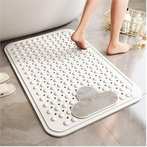 bath mat， 90x60cm TPE-materiaal badkuipmat, met zuignappen en afvoergaten, voetmassagegedeelte, zachte aanraking for douchevloeren, badkuip en badkamer (grijs) (Color : Bianco, Size : 70 * 40cm)