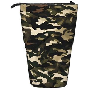 Evengigy Camo Print Leuke Etui Met Ritssluiting Verstelbare Stand Potlood Houder Grappige Make-up Tas, Zwart, Eén maat, Tas Organizer