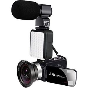 Videocamera, 2.7K Outdoor Vlog Camcorder for Fotografie 16X Zoom Video Recorder Draaien Touchscreen Selfie Digitale Camera Thuisgebruik(No SD Card,5)