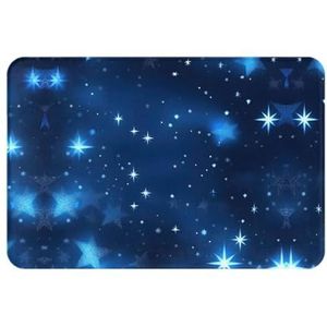 FRESQA Blauwe glanzende sterren patroon print essentiële outdoor ingang deur mat, gemakkelijk te reinigen ontworpen, voor huisdecoratie