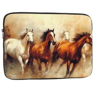 Laptop Sleeve Schilderen Van Verschillende Paarden Running Slanke Laptop Case Cover Duurzame Aktetas Shockproof Beschermende Notebook Case 25,5 cm