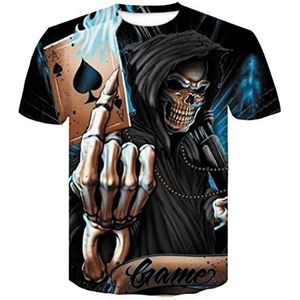 HHRHLKNH Mens Tshirts Grappige Drink T-Shirt Bier Man Schedel T Shirt Mannen/Vrouwen Gothic Shirts Plus Size 3D Print Zwarte T Shirts Zomer Korte Mouw Mens Tops, D-947, L (One Size)