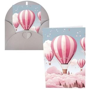 CSGJMYGS Wenskaarten, roze luchtballon, bedankkaarten met enveloppen, Happy Birthday-kaart, 10 x 15 cm, minimalistisch ontwerp, bedankkaarten voor alle gelegenheden, verjaardag, bedankt bruiloft