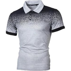 LQHYDMS T-shirts Mannen Mannen Shirt Tennis Shirt Dot Grafische Plus Size Print Korte Mouw Dagelijkse Tops Basic Streetwear Golf Shirt Kraag Business, Lichtgrijs Zwart B, XL