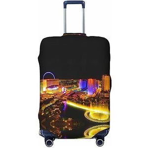 UNIOND Las Vegas Skyline Night Gedrukt Bagage Cover Elastische Reizen Koffer Cover Protector Fit 18-32 Inch Bagage, Zwart, L