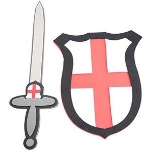 Ridderuitrusting zwaard en schild in rood wit en zwart 2-delig voor kinderen