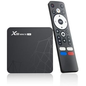 Android 14 inch tv-box met 2 GB 16 GB RK3518 Quad-Core 64 bit Cortex-A53 chipset, tv ondersteunt dual-band wifi, Bluetooth 5.0, HDMI 2.0 en HD 4K