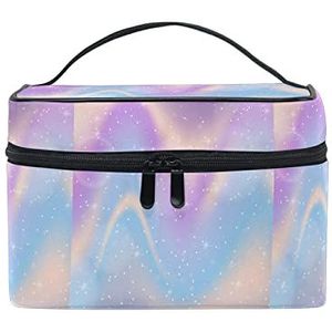 Kunst regenboog paarse ster make-up tas voor vrouwen cosmetische tassen toilettas trein koffer