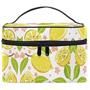 Bloem fruit citroen schattige make-up tas organizer cosmeticakoffer toilettas grote tas voor meisjes vrouwen en dames