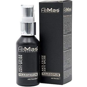 FemMas Haarserum met arganolie en keratine, 50 ml, anti-kroesbehandeling van droog, broos en beschadigd haar, haarkuur tegen gespleten haarpunten en haarbreuk, keratine en arganbehandeling voor glans