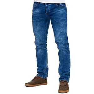 Reslad Jeans RS-2063 Slim Fit Basic Style Stretch Denim Heren Jeans Broek, blauw, 32W x 32L