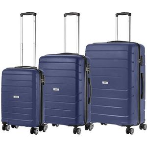 TravelZ Big Bars Kofferset 3-delig - Harde Koffers met TSA-slot - Blauw