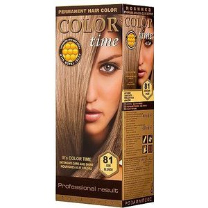 Color Time Permanent Haarkleur Gel | Verrijkt met Royal Jelly en Vitamine C | Permanent Haarkleuring | Kleur 81 Asgrijs Blond | 100 ML